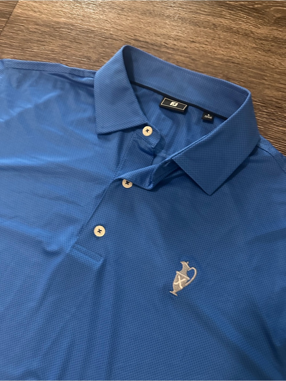 FootJoy Greystone Regions Tradition Golf Polo L Blue Solid Stretch Short Sleeve